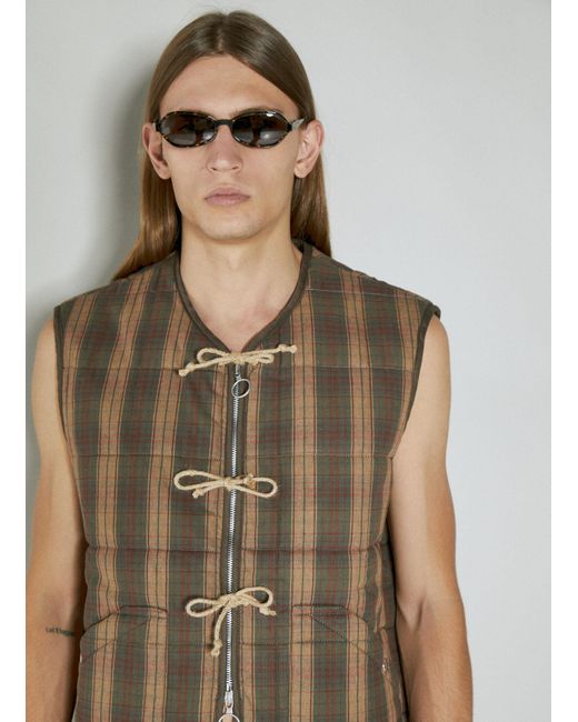 Our Legacy Brown Check Padded Vest for men