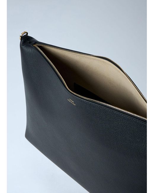 Totême Blue Medium Bevel Grained Leather Shoulder Bag