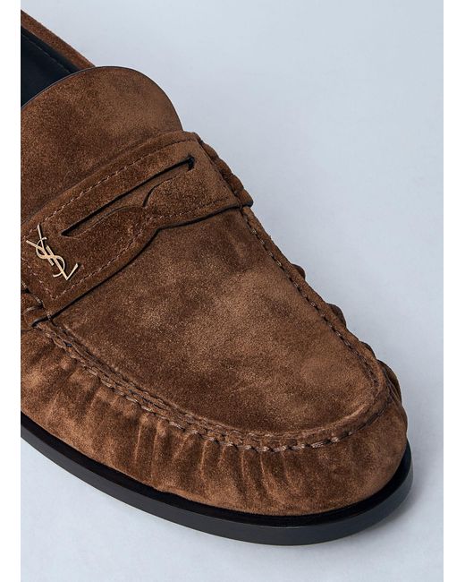 Saint Laurent White Laurent Suede Loafers for men
