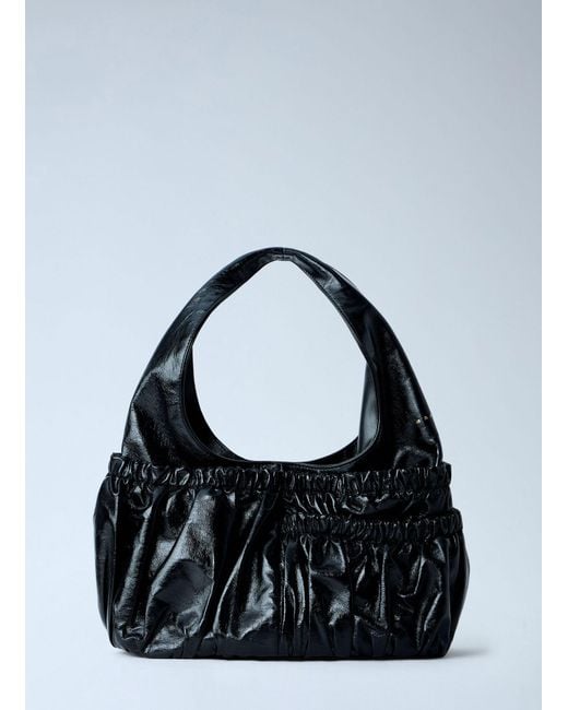 Marni Black Gathered Leather Shoulder Bag