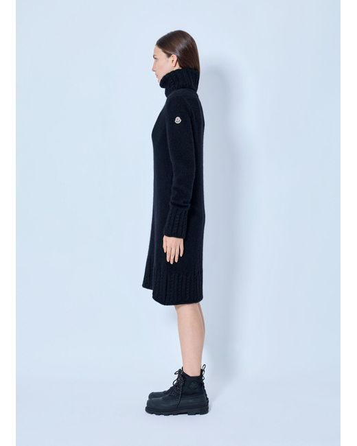 Moncler Blue Turtleneck Knit Dress