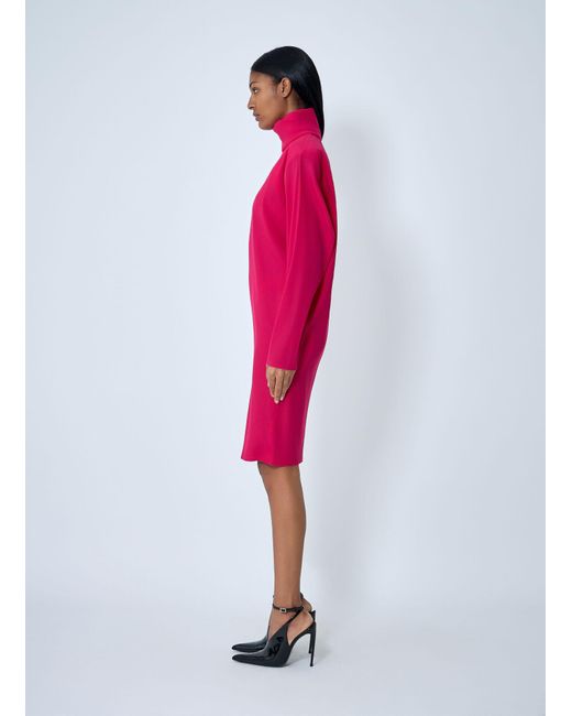 Saint Laurent Pink High Neck Long Sleeve Dress