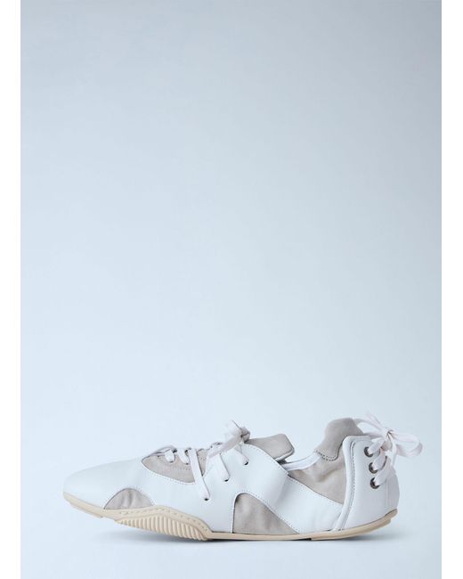 Acne White Leather Lace-Up Sneakers for men