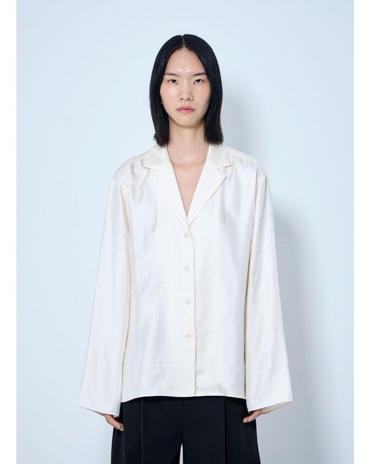 Totême White Monogram Silk Pj Shirt