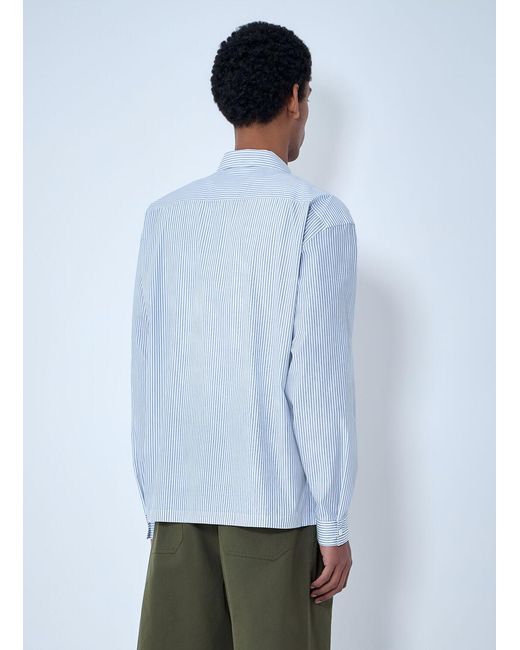 Prada Zip-Front Stripe Shirt in Blue for Men | Lyst