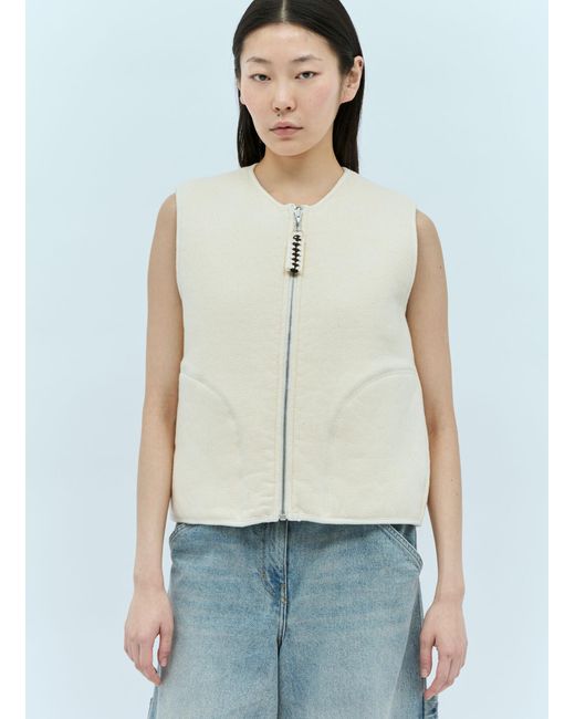 Jil Sander Natural + Lightly Padded Zip-up Vest