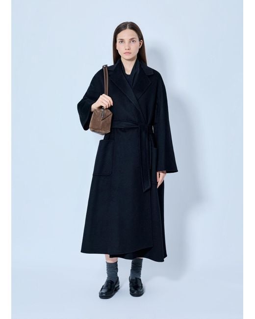 Max Mara Blue Belted Cashmere Coat