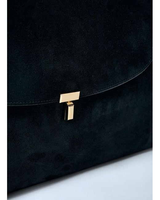 Totême  Blue T-Lock Suede Satchel Bag