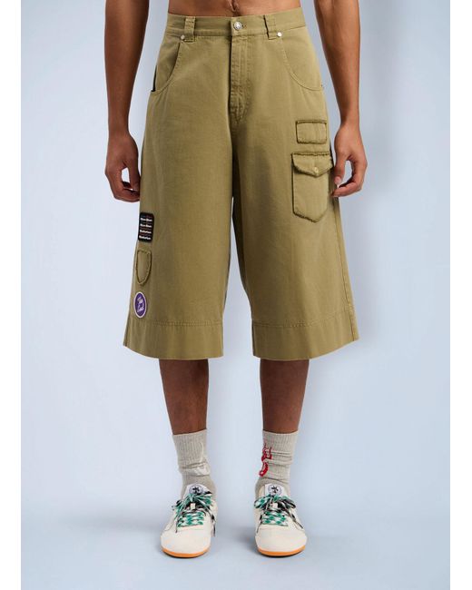 Palm Angels Natural Military Patch Bermuda Shorts for men