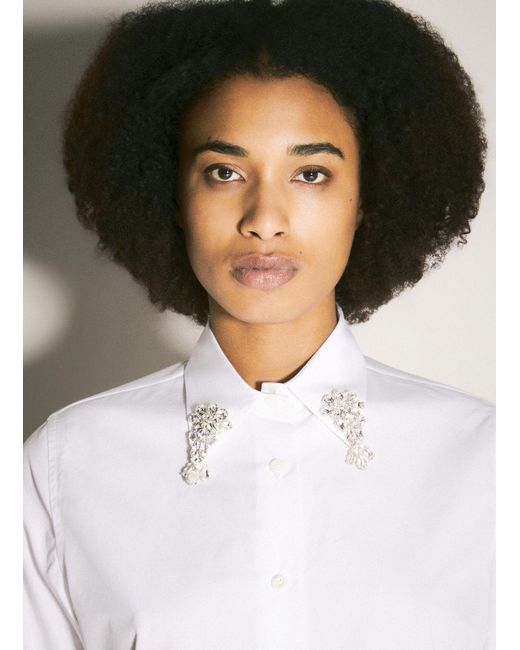 Prada White Embroidered Poplin Shirt