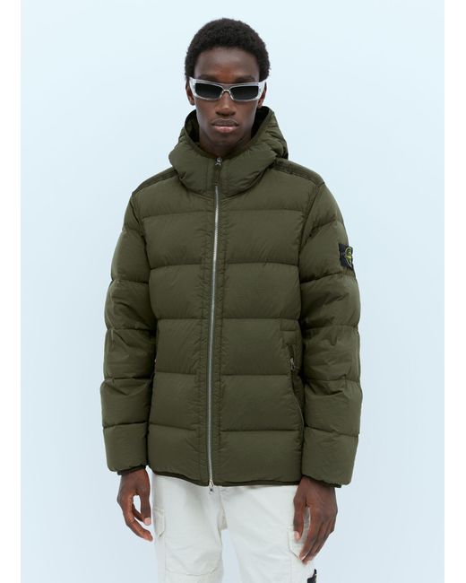 Stone Island Green Real Down Jacket for men