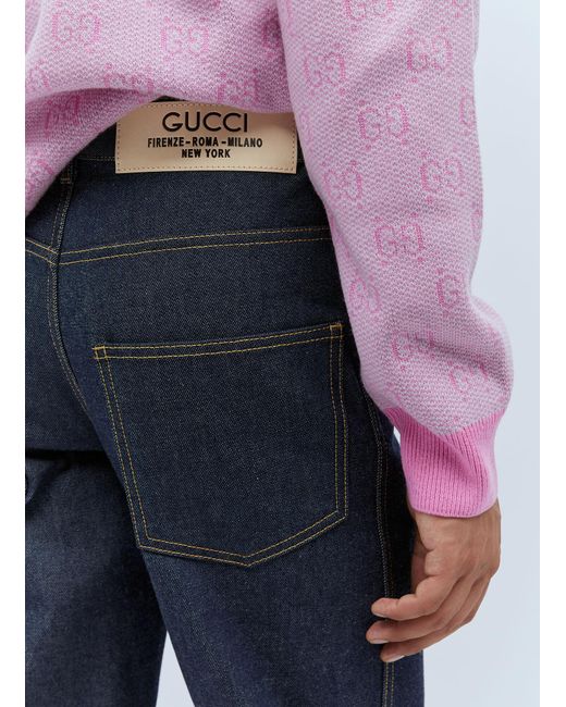 Gucci Blue Raw Hem Jeans for men
