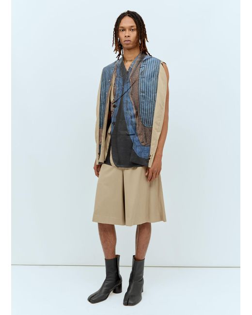 Comme des Garçons Blue Printed Double-Breasted Blazer for men