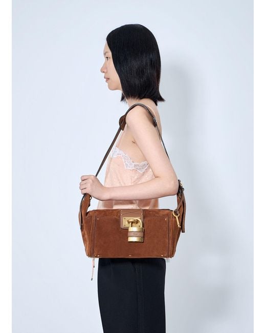 Chloé Brown Chloé Paddington Suede Crossbody Bag