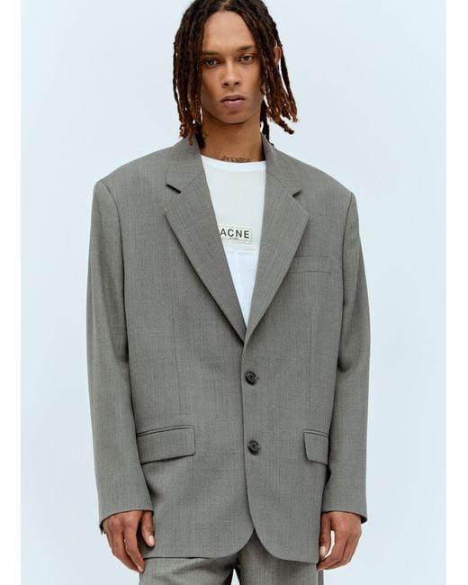 Acne Gray Relaxed-Fit Polyester-Wool Suit Blazer for men