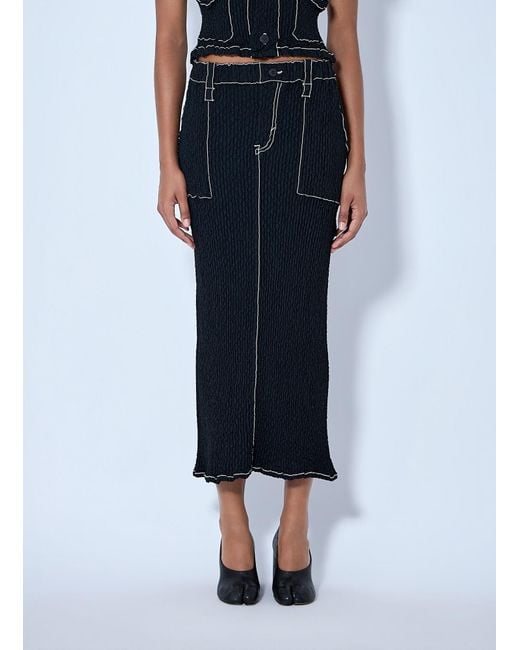 Issey Miyake Blue Wavelet Ensemble Midi Skirt
