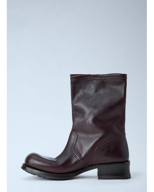 Prada Brown Leather Mid-Calf Boots