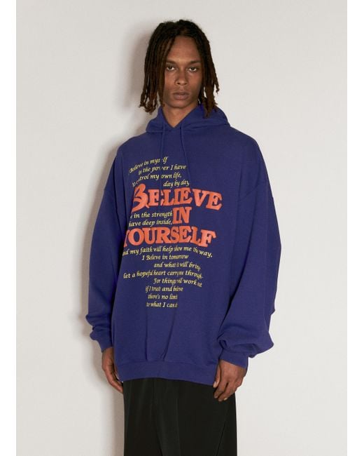 Vetements Blue Believe In Yourself Hooded Sweatshirt for men