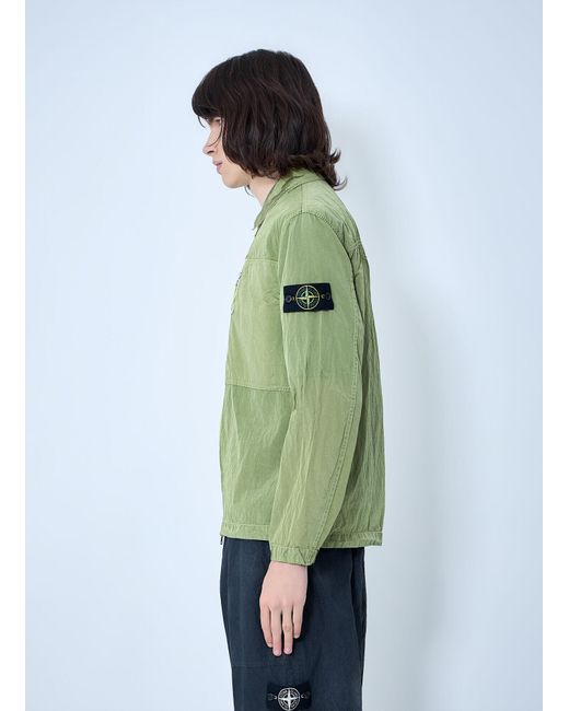 Stone Island Green Zip-Front Technical Jacket for men