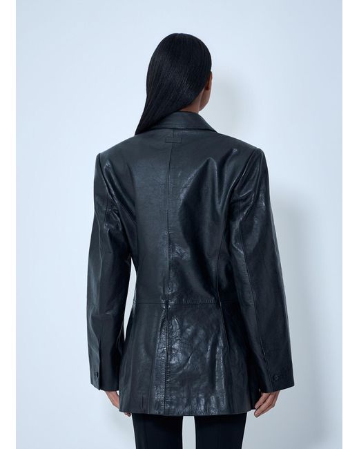 Alexander Wang Blue Leather Single-Breasted Blazer