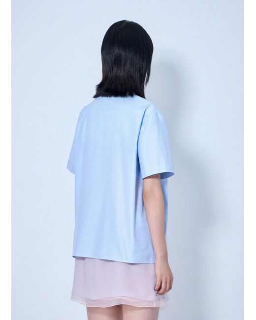Miu Miu Blue Short-Sleeve Cotton Poplin Shirt