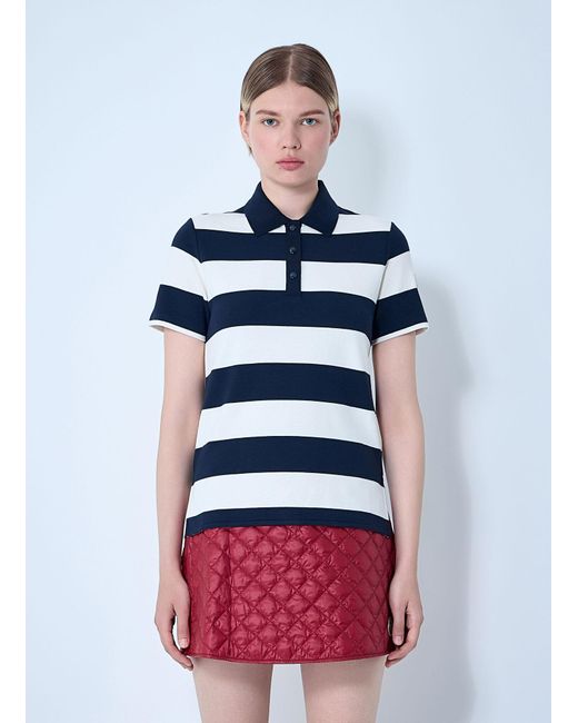 Moncler White Striped Polo Shirt