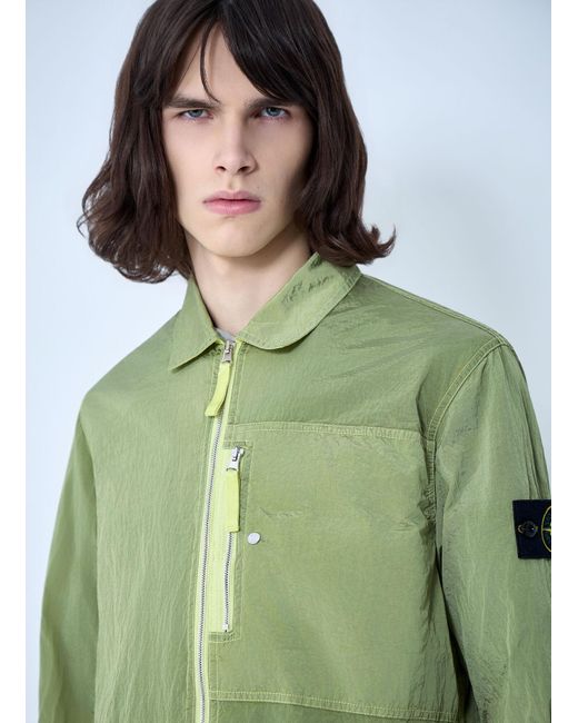 Stone Island Green Zip-Front Technical Jacket for men