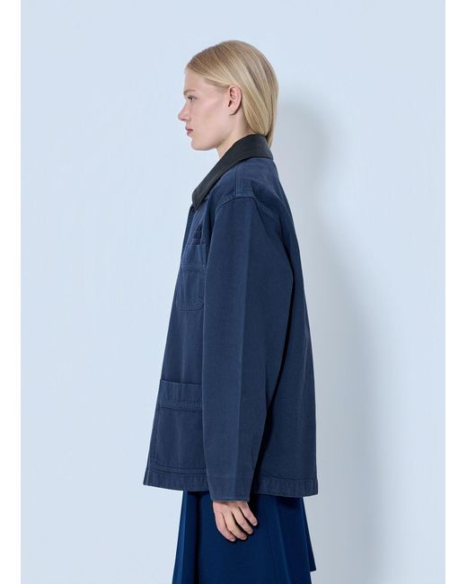 Miu Miu Blue Single-Breasted Garment-Dyed Gabardine Jacket
