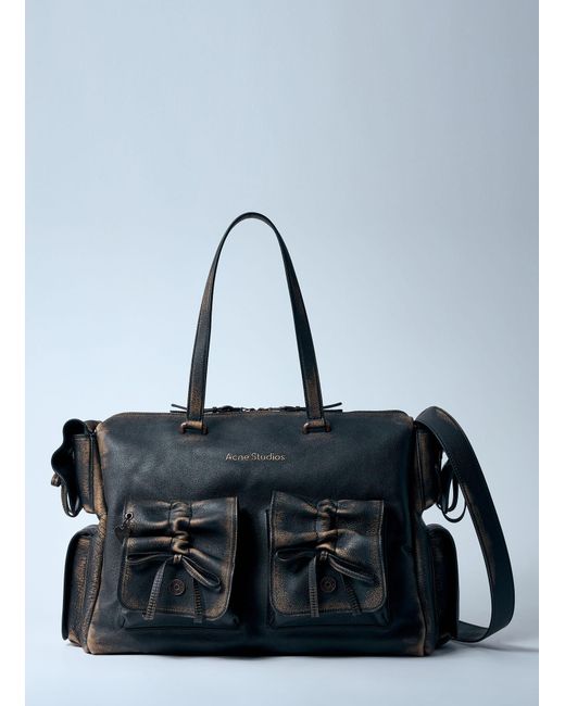 Acne Blue Multipocket Tote Bag for men