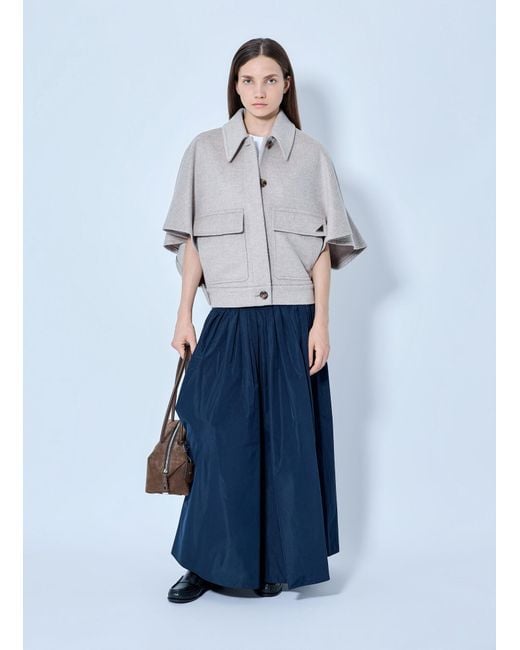Max Mara Gray Cape-style Wool Jacket