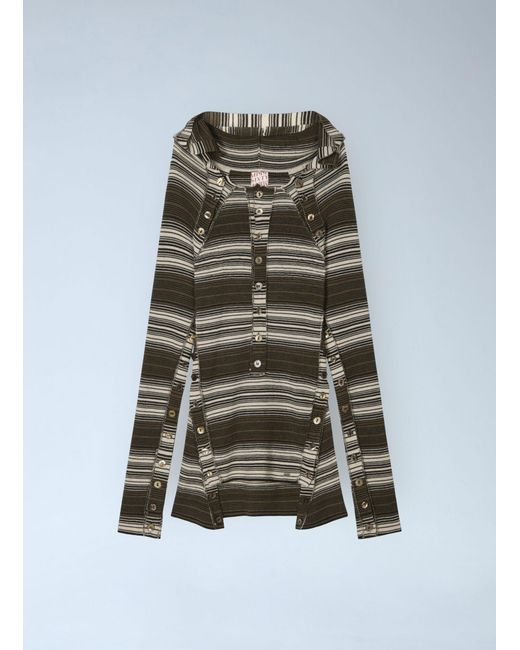 Miss Sixty Green Hooded Stripe Sweater