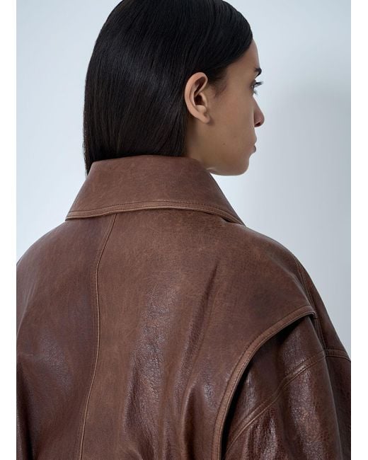 Saint Laurent Brown Leather Bomber Jacket