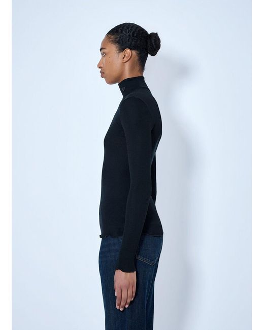 Prada Blue Ribbed Turtleneck Top
