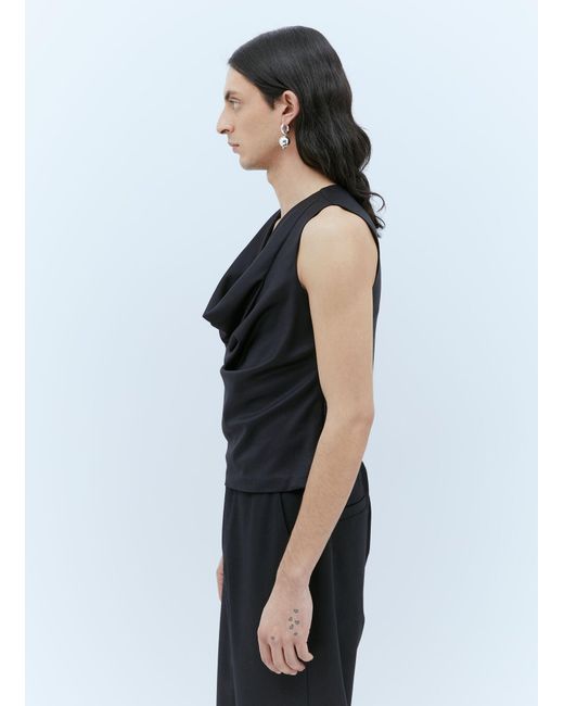 AARON ESH Blue Draped Wool Top for men