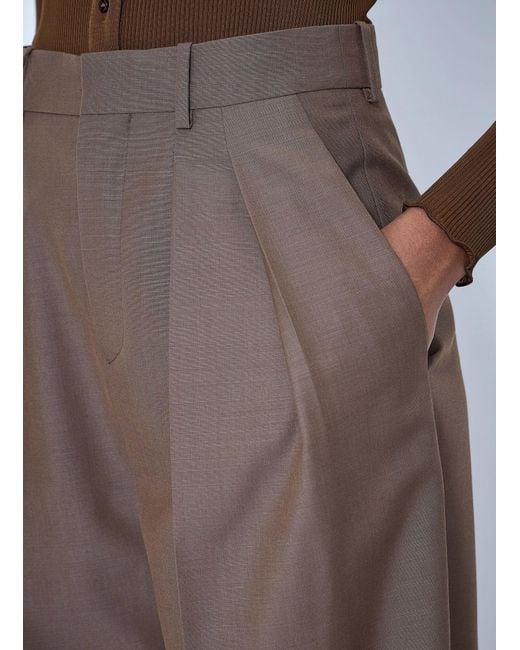 Saint Laurent Brown Wool Blend Wide-Leg Pants
