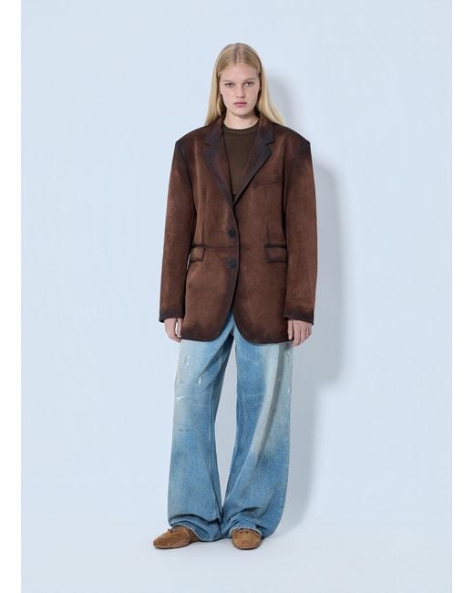 Acne Brown Distressed Suede Blazer