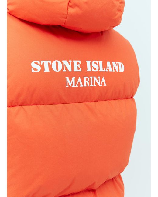 Stone Island Orange Real Down Vest Jacket for men