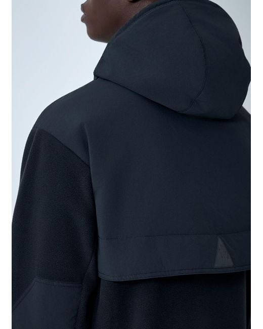 Moncler Blue Hooded Jacket With Logo Patch for men