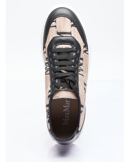 Max Mara White Jacquard Raffia-effect Sneakers
