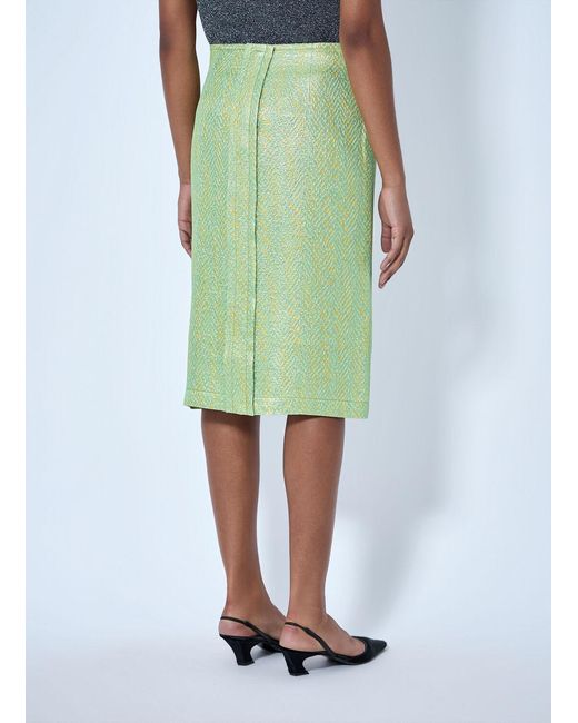 Marni Green Wrap-Effect Midi Skirt
