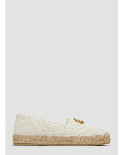 Gucci White Pilar Quilted Leather Flatform Espadrilles