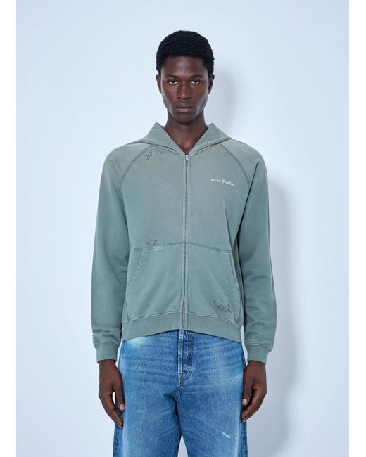 Acne Blue Mended Fleece Hoodie for men