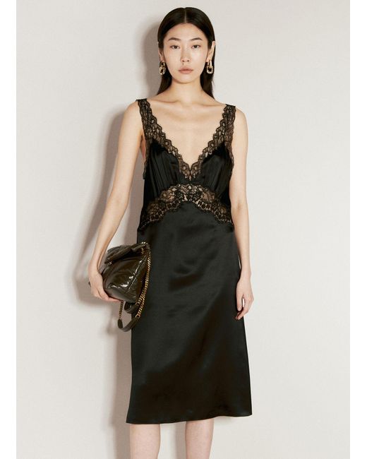 Saint Laurent Black Slip Silk Dress