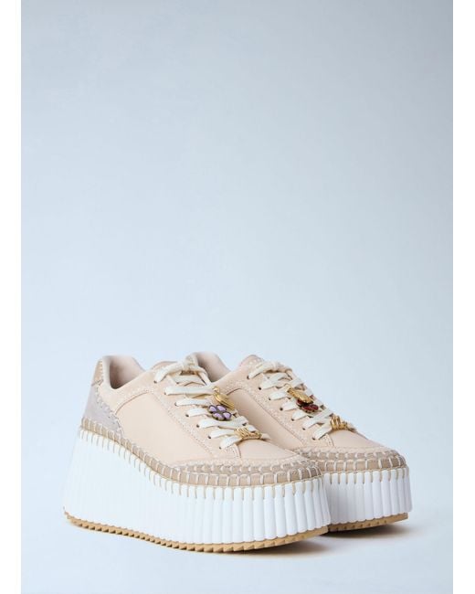 Chloé White Chloé Nama Wedge Sneakers