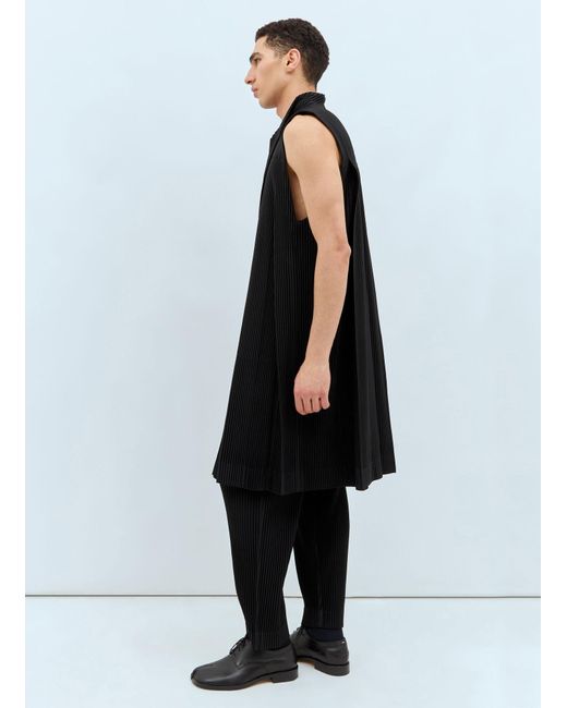 Homme Plissé Issey Miyake Black Tucked Pleated Vest for men