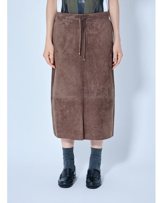 Max Mara Brown Suede Midi Skirt