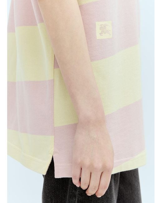 Burberry White Striped Ekd Polo Shirt