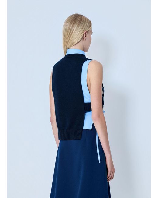 Miu Miu Blue V-Neck Logo Vest
