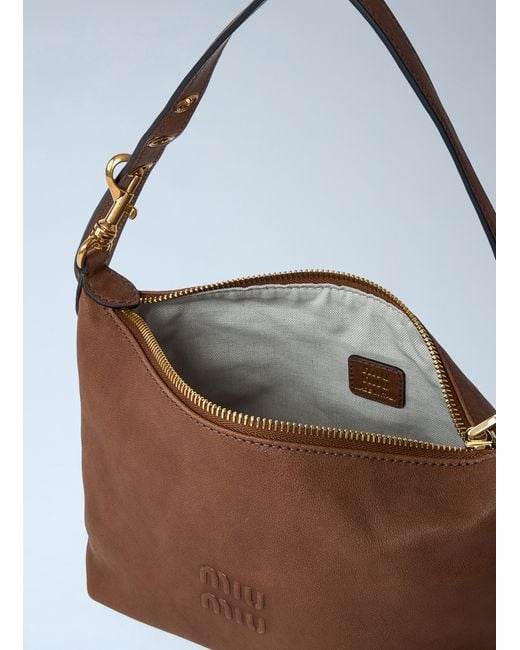 Miu Miu White Leather Logo Motif Shoulder Bag
