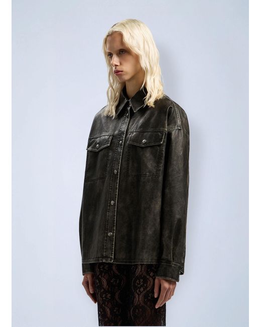 Palm Angels Gray Curved Logo Coated Overshirt
